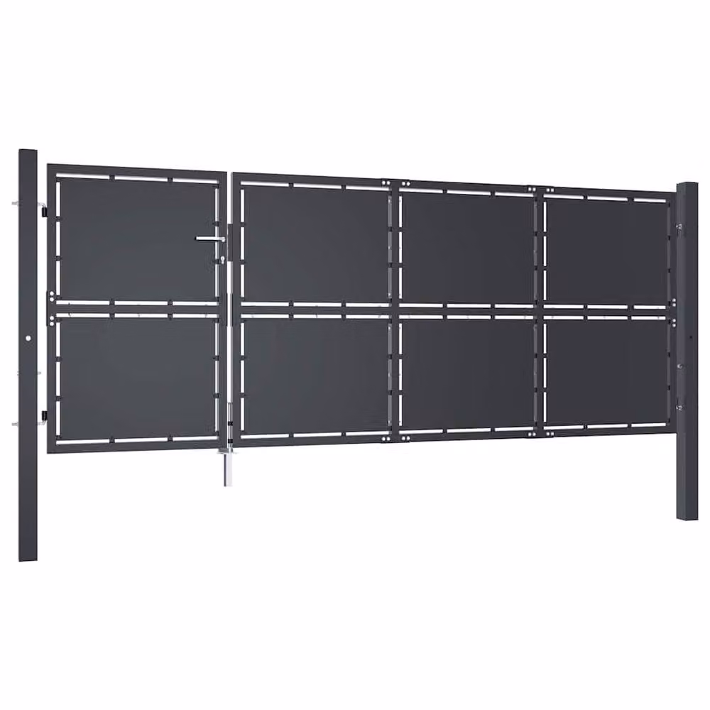 Berkfield Home Sturdy Steel Garden Gate in Anthracite Grey, W: 350 cm, H: 125 cm – 3