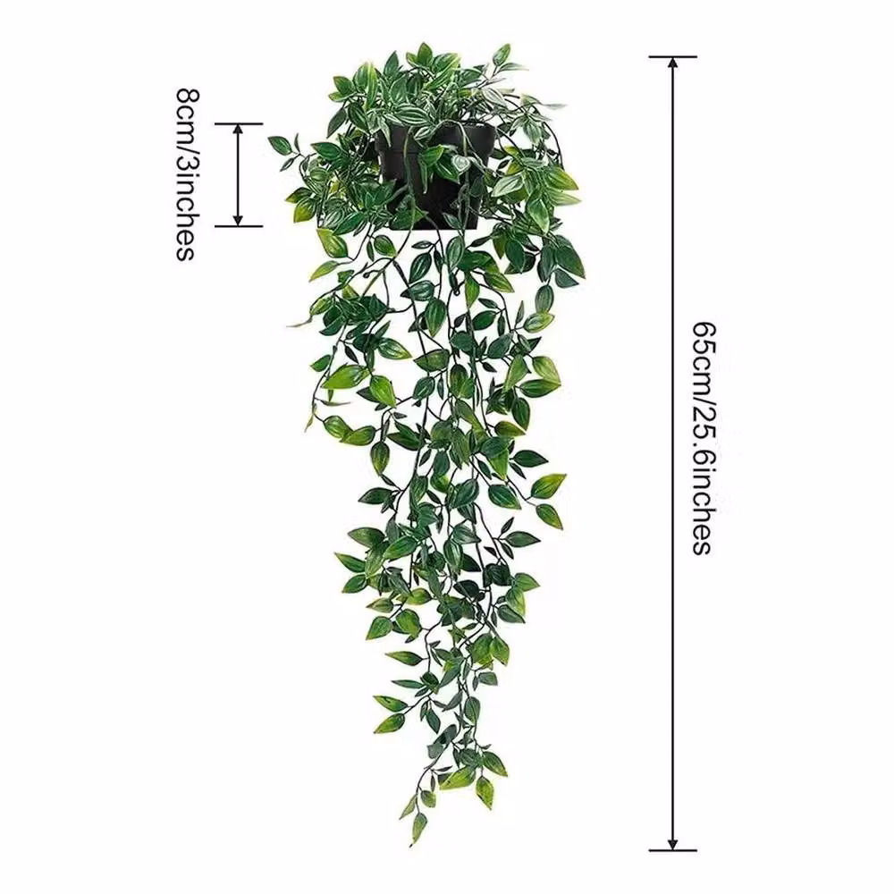 KORVIXA Set of 3 Artificial Green Hanging Plants in Pots – 2