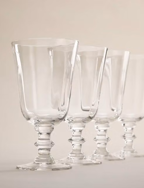 M&S Set of 4 Transparent Optic Wine Glasses