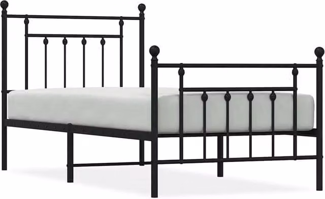 Berkfield Home Metal Bed Frame with Footboard, Black, W/D/H: 80 x 200 cm