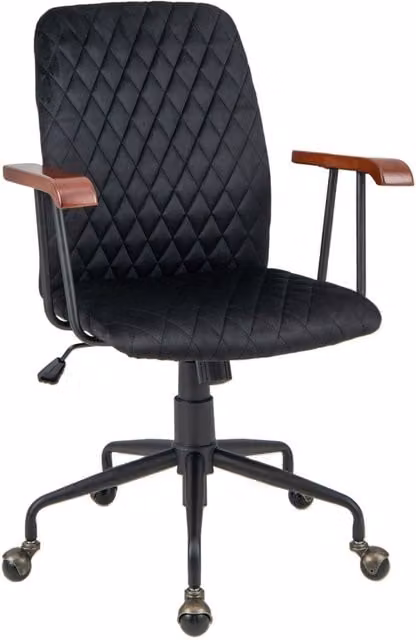 Costway Black Velvet Swivel Task Chair with Armrests and Castors for Home Office