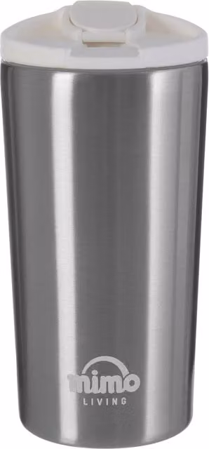 Orsina Silver Finish 250ml Insulated Stainless Steel Travel Mug with Lid, White and Silver – 1