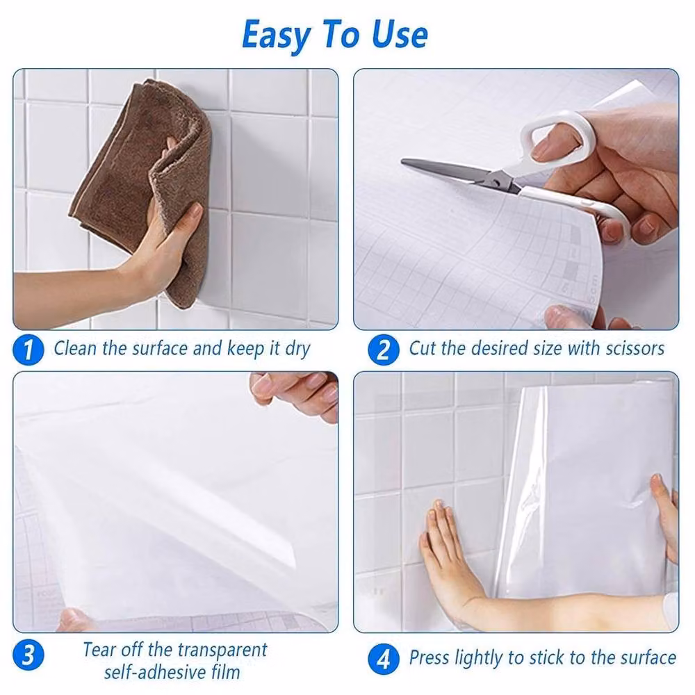 NESTLUNE Clear Gloss Transparent Self Adhesive Plastic Vinyl Film, W: 15 cm, L: 100 cm – 2