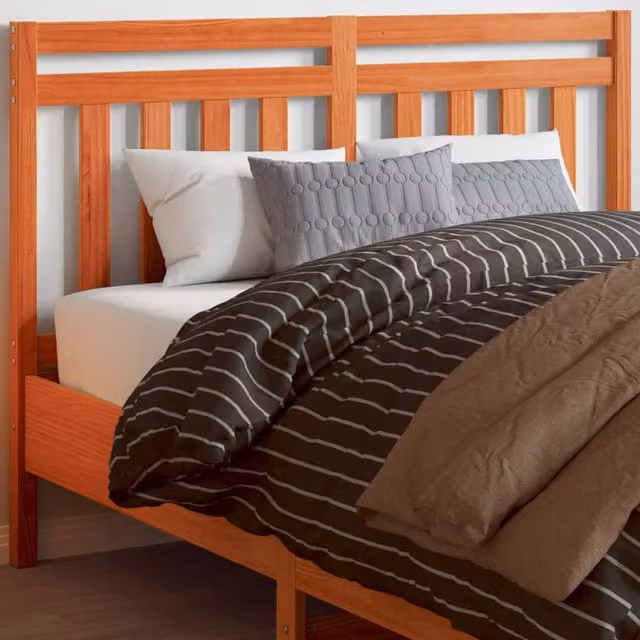 Berkfield Home Rustic Solid Wood Pine Headboard in Wax Brown, Width: 135 cm – 1