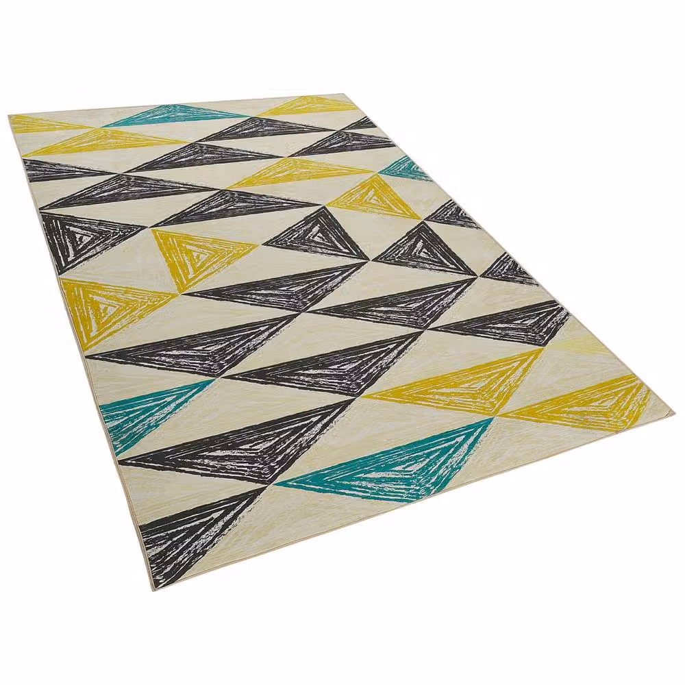 Wyld and Coco Geometric Scandinavian Area Rug in Grey and Yellow, W/D: 140 x 200 cm – 3