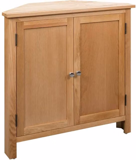 Berkfield Home Corner Cabinet in Brown Solid Oak Wood W/D/H: 80 x 33.5 x 78 cm
