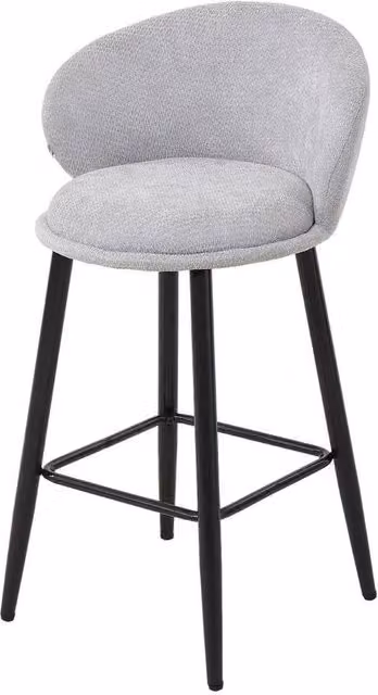 Kelvenix Set of 2 Grey Chenille Upholstered Industrial Bar Stools with Metal Frames