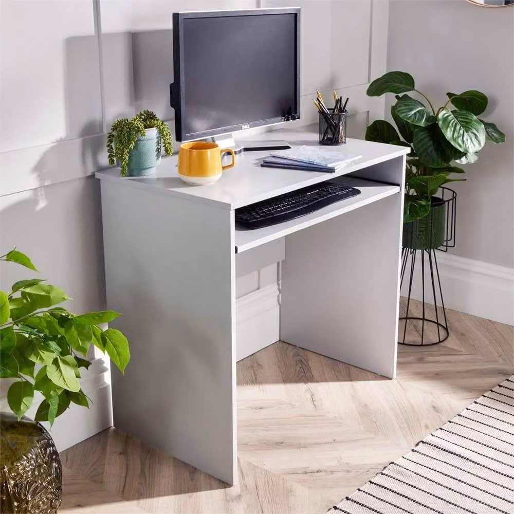 NESTLUNE Grey and White Modern Computer Desk for Home Office and Dining Room – 3