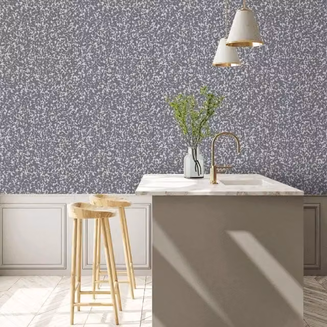 Vitra Textile Spongeable Wallpaper in Silver Grey with Abstract Animal Print