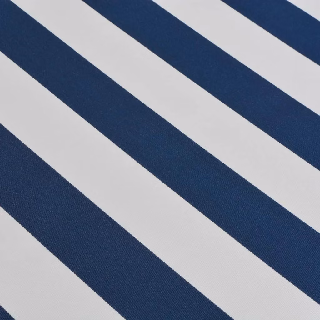 Berkfield Home Manual Operated Folding Awning with Crank, Blue and White Striped Polyester Fabric, 350 cm – 4