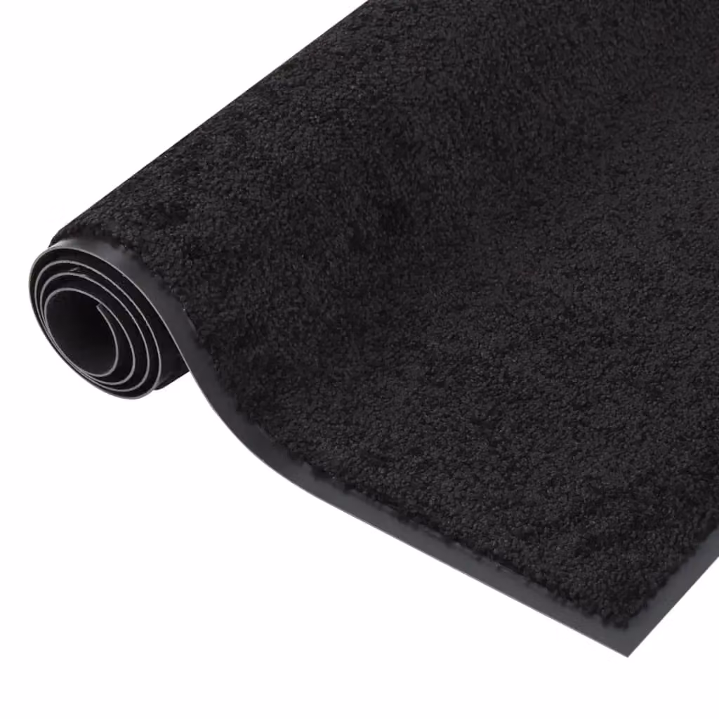 Berkfield Home Black Non-Slip Brushing Doormat, W: 60 cm, D: 80 cm – 2