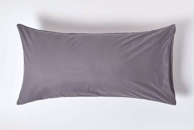 Homescapes Dark Grey Egyptian Cotton King Size Housewife Pillowcase, 200 TC Percale