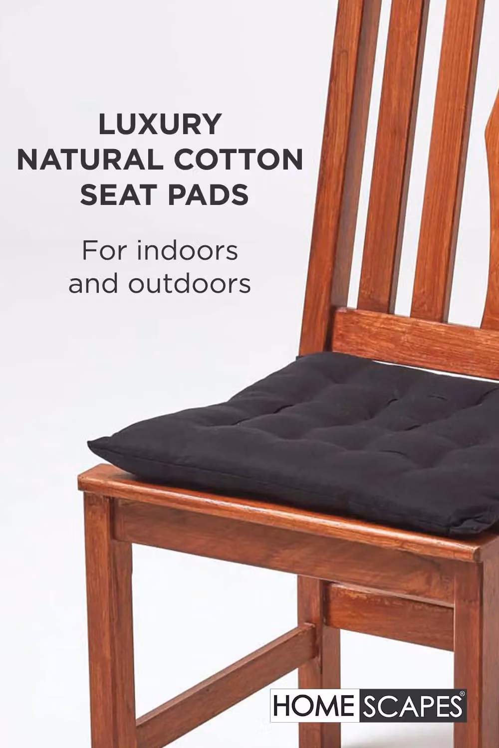 Homescapes Set of 4 Black Quilted Cotton Seat Pads, W/D/H: 40 x 40 x 6.5 cm – 2