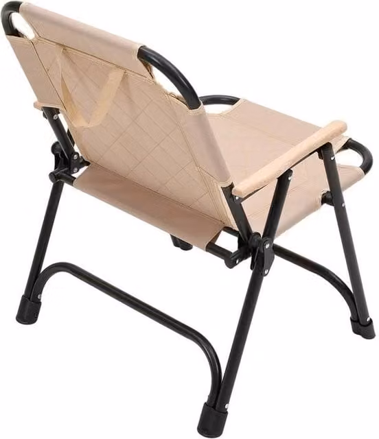 KORVIXA Beige Folding Camping Chair with Armrests