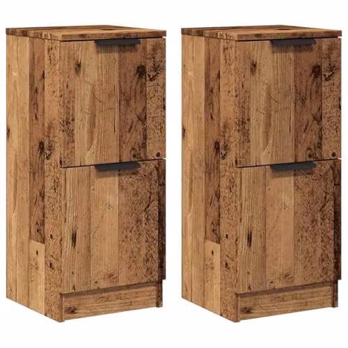 vidaXL Set of 2 Modern Sideboards in Old Wood Brown, W/D/H: 30 x 30 x 70 cm