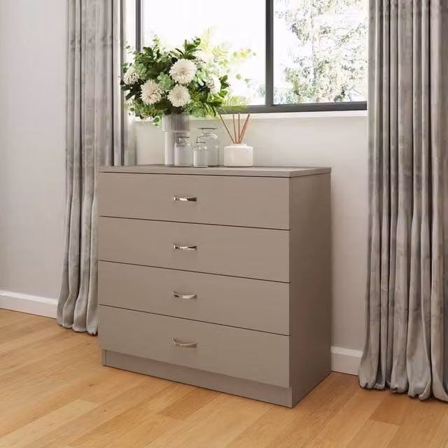 FWStyle Promo 4 Drawer Chest of Drawers in Beige Matt Metal