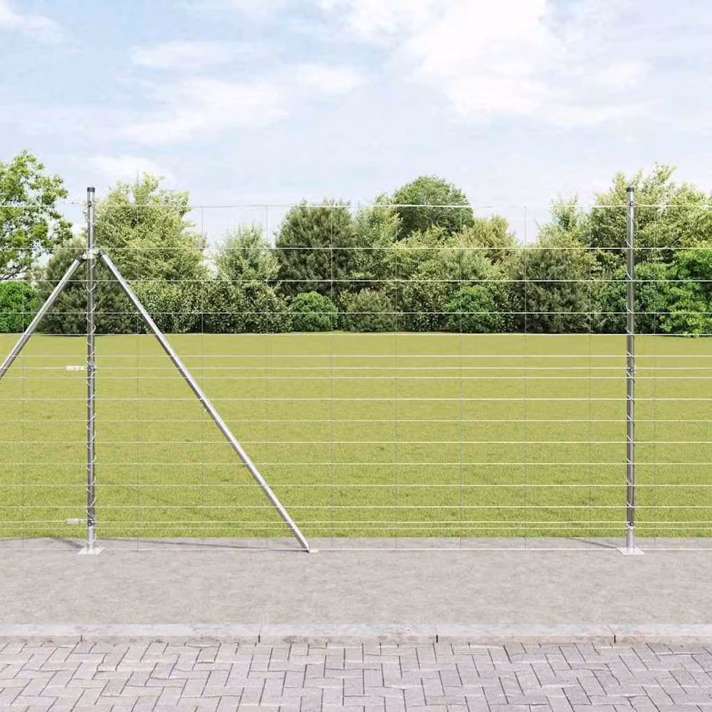 Berkfield Home Modern Field Fence in Silver Galvanised Steel, 1.6 x 50 m – 2
