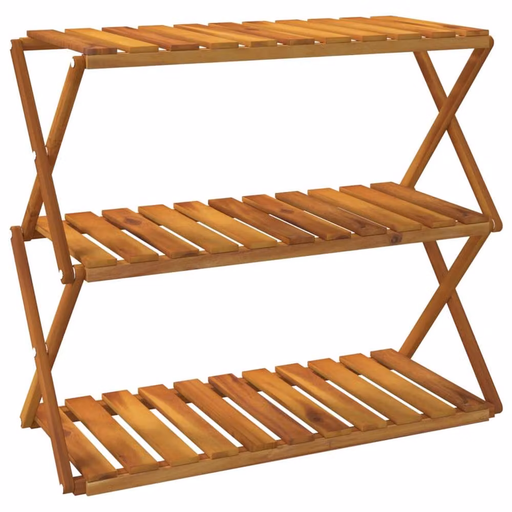 Berkfield Home Beautiful 3-Tier Folding Acacia Wood Shoe Rack, Brown, W: 70 cm, D: 31 cm, H: 63 cm – 2