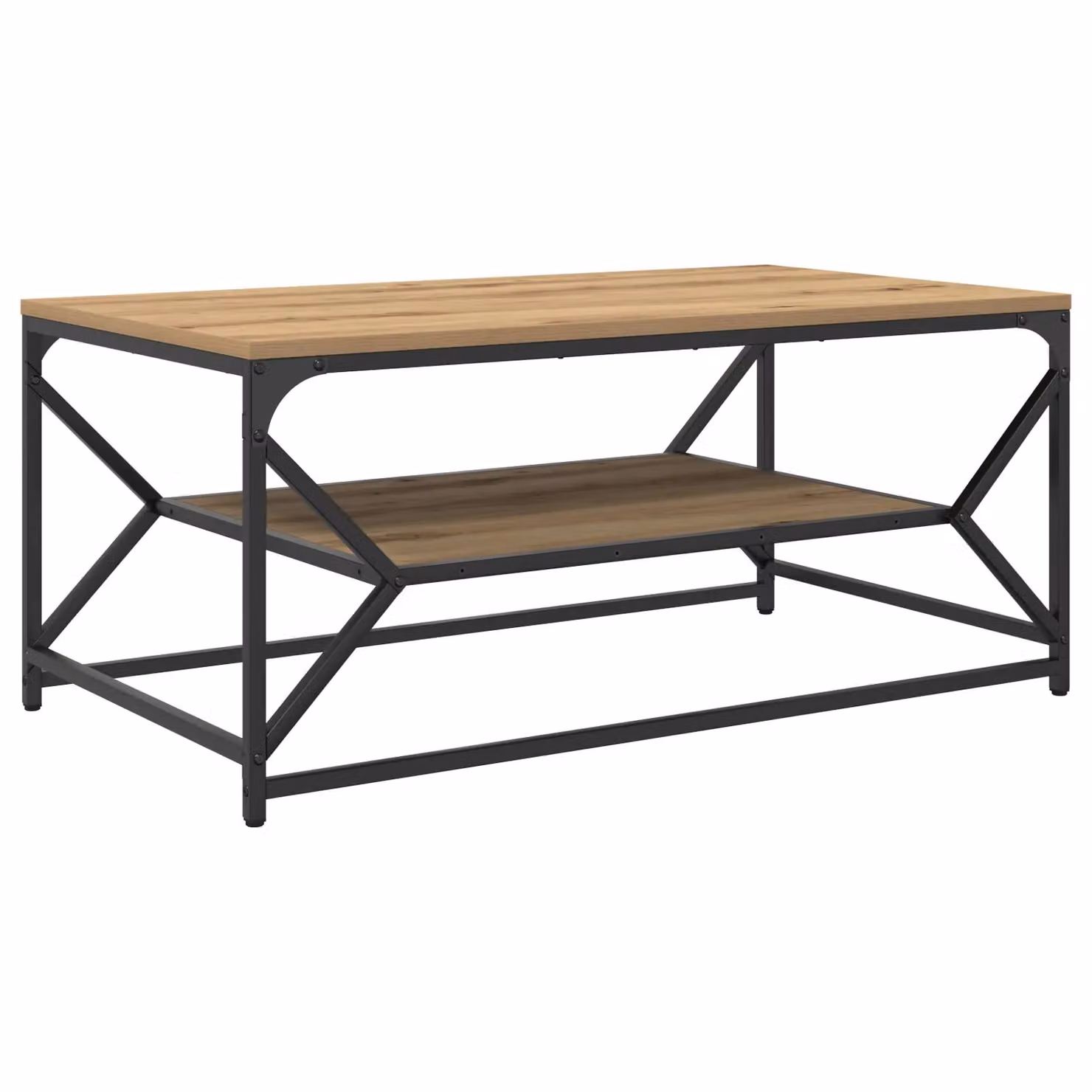 Berkfield Home Artisan Oak Coffee Table with Shelf in Brown, W: 90 cm, D: 50 cm, H: 40 cm – 2