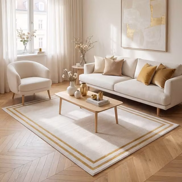 THE RUGS Carmel Bordered Area Rug in Gold, W/D/H: 120 x 170 cm