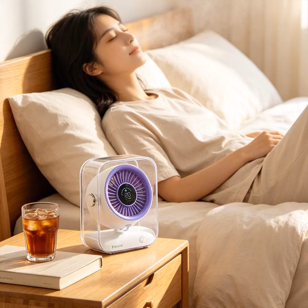 Quipulse Portable Rechargeable Desktop Cooling Fan with Digital Display in Purple – 2