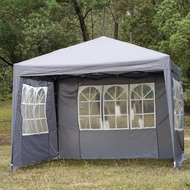 SPETLEK Grey Pop Up Gazebo with Sides Premium Garden Marquee for Camping, W: 100 cm, D: 15 cm