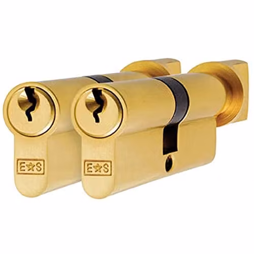 Loops 70mm Euro Cylinder and Thumbturn Lock in Polished Brass Gold