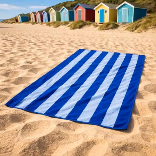 Misona Large Organic Cotton Striped Beach Towel in Blue, W/D/H: 90 x 180 cm – 7