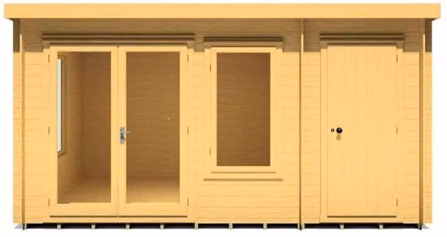 Shires Elm Log Cabin in Light Brown with 19 mm Logs, W: 299 cm, D: 419 cm, H: 225 cm – 1