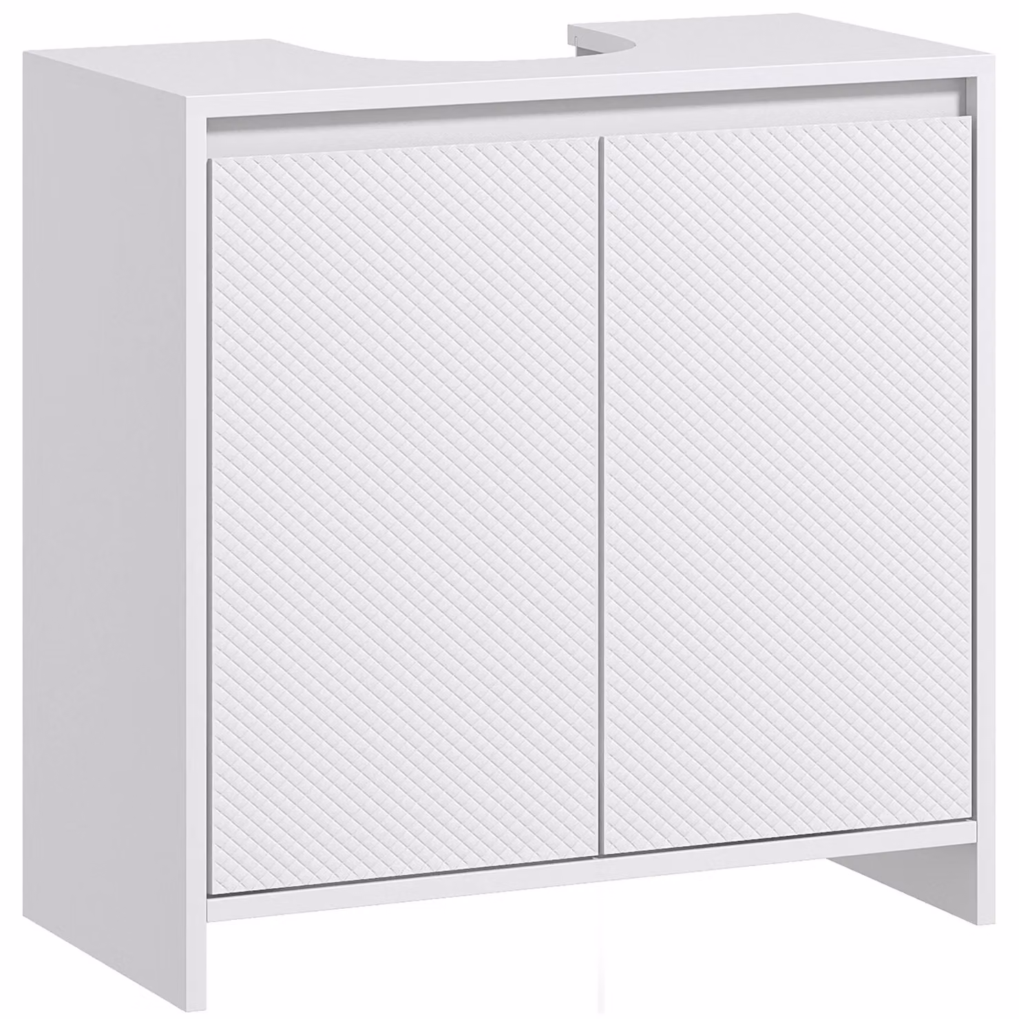 HOMCOM Freestanding White Under Sink Bathroom Cabinet with 2 Hinged Doors and Internal Shelves, W: 60 cm – 2