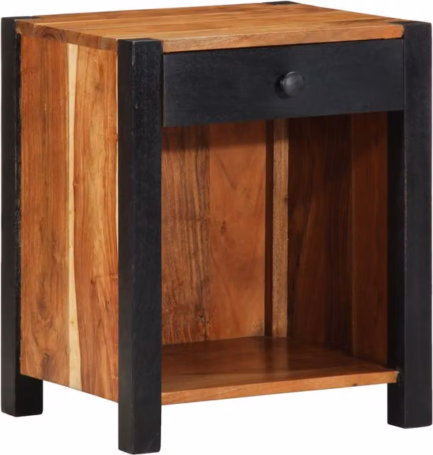 Berkfield Home Acacia Wood Bedside Cabinet in Brown, W/D/H: 40 x 35 x 50 cm