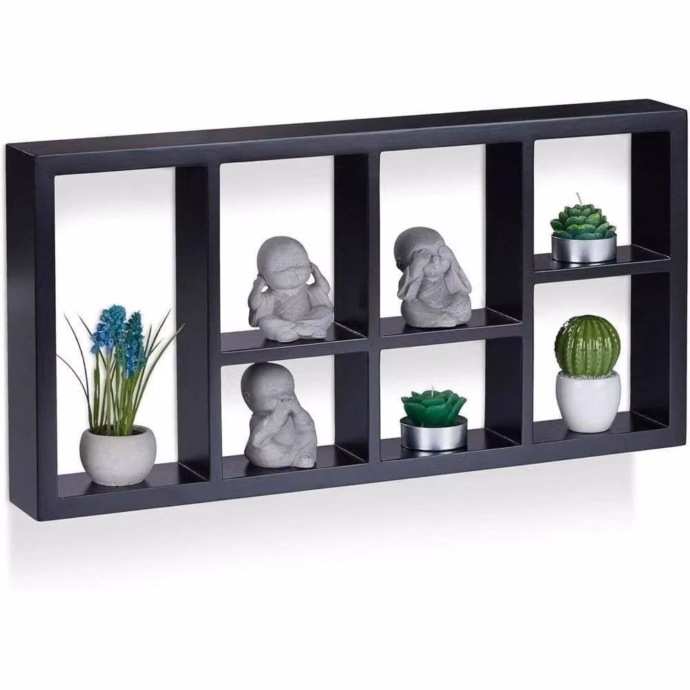 FORGEVIO Black 7-Compartment Modern Floating Wall Shelves Display – 4