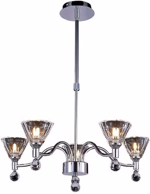 Netlighting Neptune Round 5 Light Pendant with Grey Crystal and Polished Chrome Finish – 1