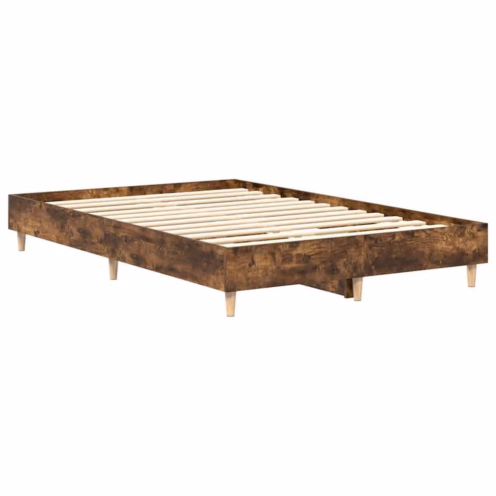 Berkfield Home Double Bed Frame in Smoked Oak Brown, Engineered Wood, W/D/H: 135 x 190 cm – 3