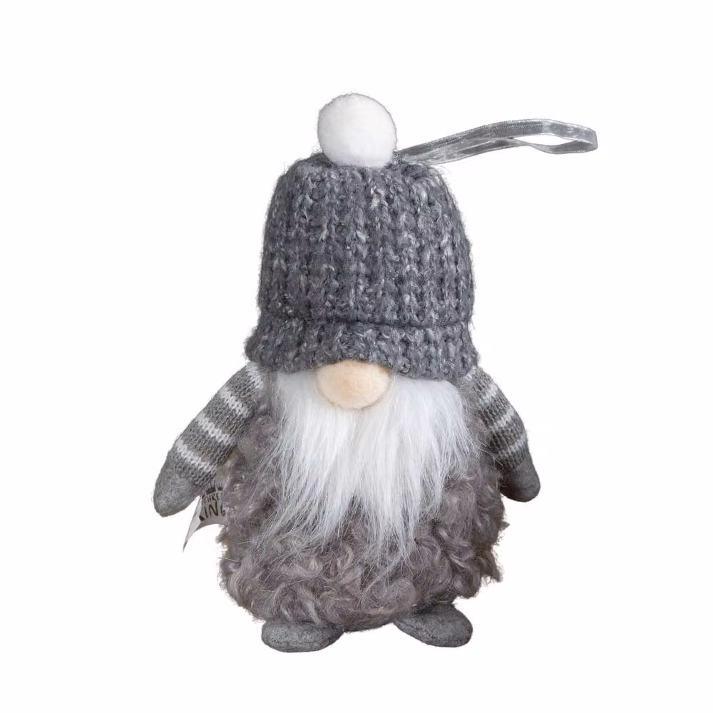 Samuel Alexander Grey Hanging Christmas Gonk Pendant Decoration with Bobble Hat, 16 cm – 5