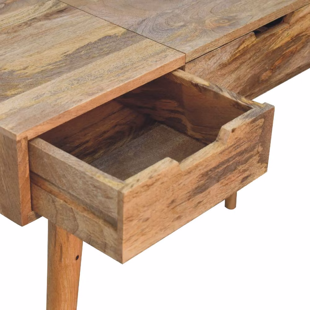 STILVORA Dressing Table with Mirror and 2 Drawers in Brown Oak Effect – 2