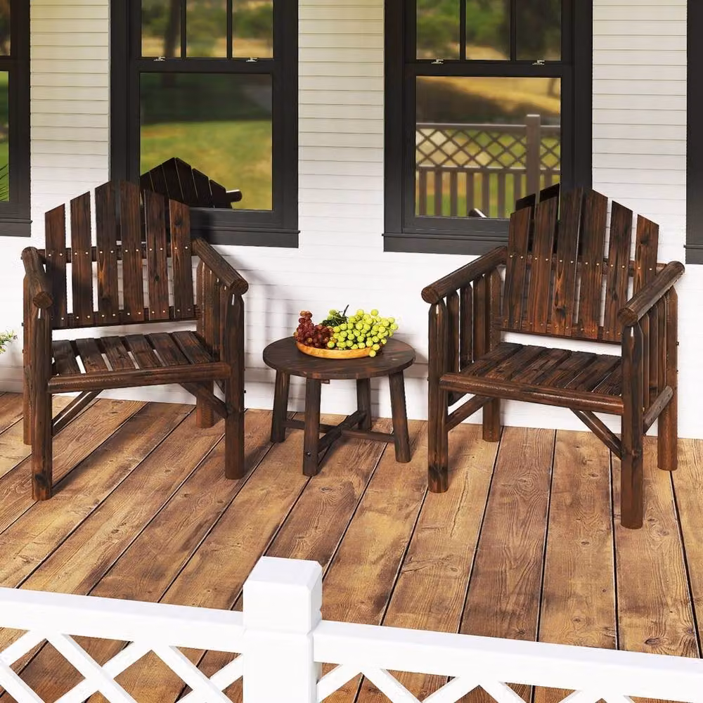 NESTLUNE Brown Wooden Outdoor Armchair for Garden and Patio, W/D/H: 100 x 100 x 100 cm – 5