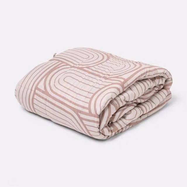 OHS Arches Print Supersoft Weighted Blanket for Adults in Dusty Pink, W 150 cm x L 200 cm