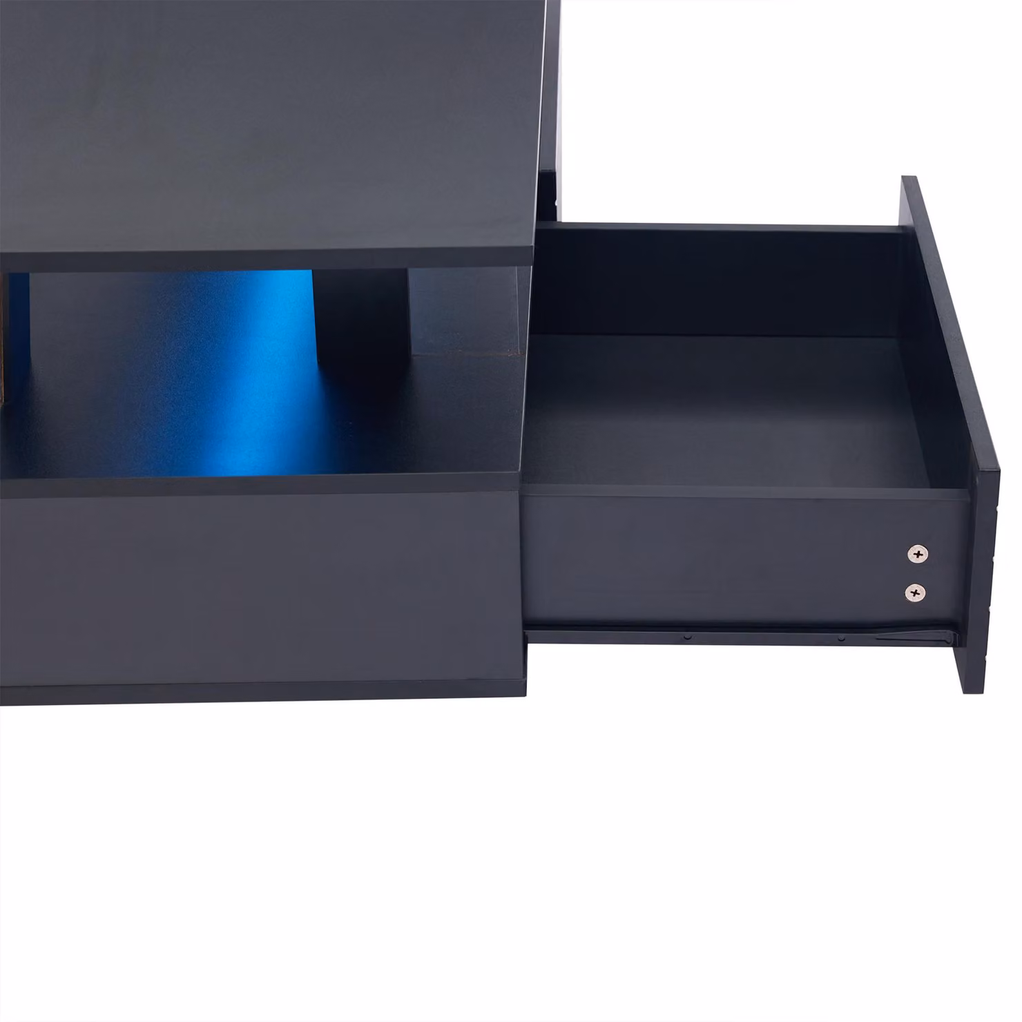Aosom UK Modern Black Coffee Table with App-Controlled LED, 2 Drawers and Open Storage, W: 100 cm, D: 50 cm, H: 42.5 cm – 6