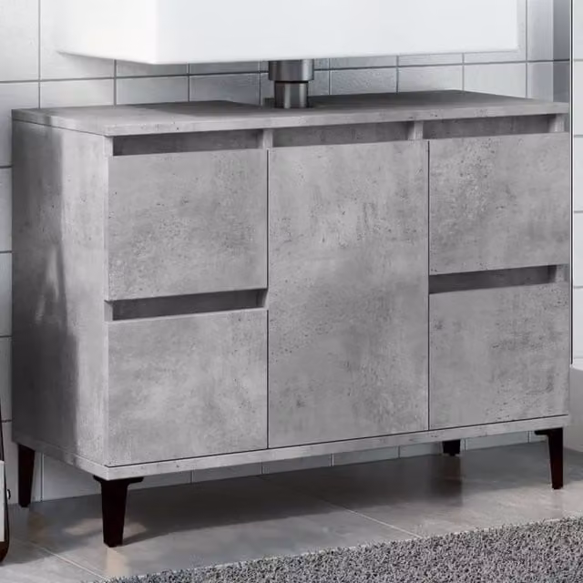Berkfield Home Sink Cabinet in Concrete Grey, W/D/H: 80 x 33 x 60 cm – 1