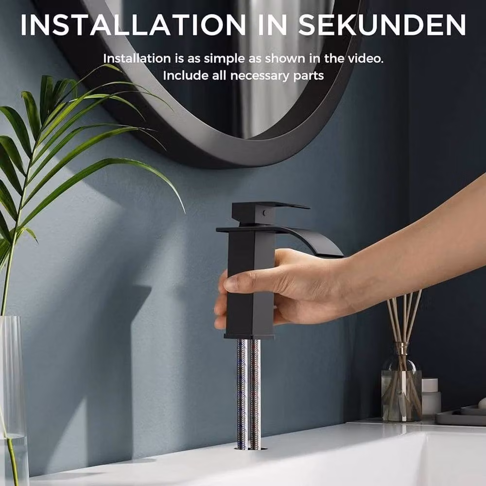 KORVIXA Matt Black Single Lever Cloakroom Basin Mixer Tap – 4