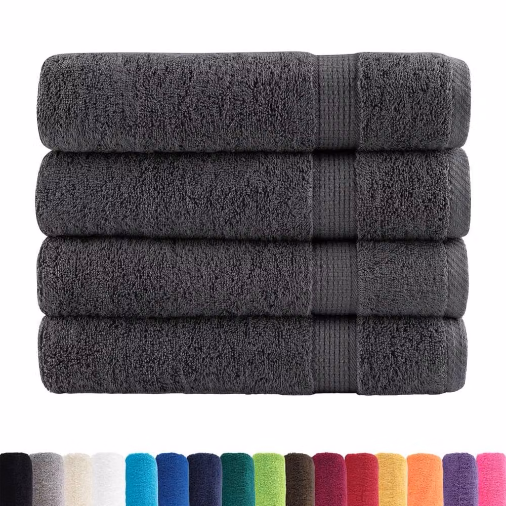 Berkfield Home SOLUND Premium Cotton Terry Shower Towels, 4 Pack, Anthracite, W: 70 cm, L: 140 cm, 600gsm – 3