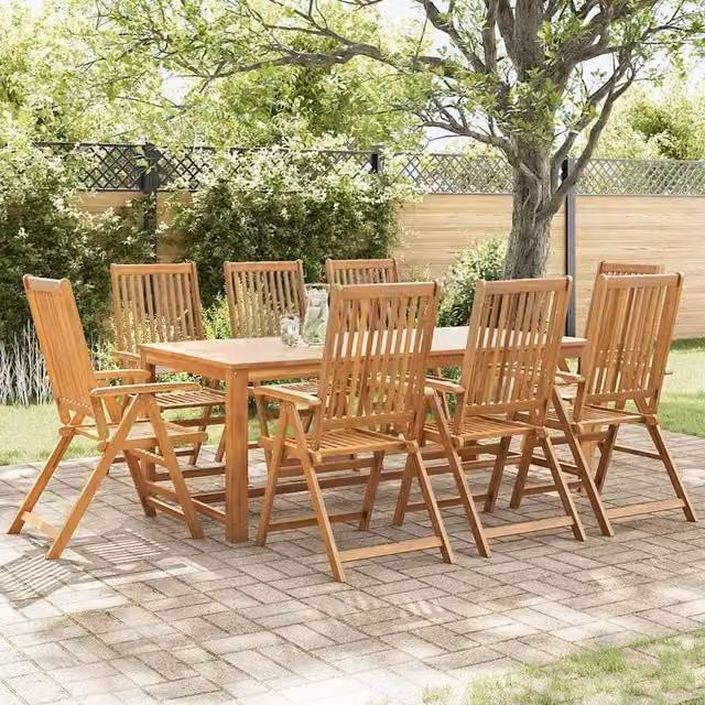 Berkfield Home Set of 8 Durable Folding Garden Chairs in Brown Oiled Acacia Wood