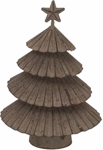 Lemon Pavilion Rustic Layered Christmas Tree with Star in Silver and White, W14 x D6 x H19 cm
