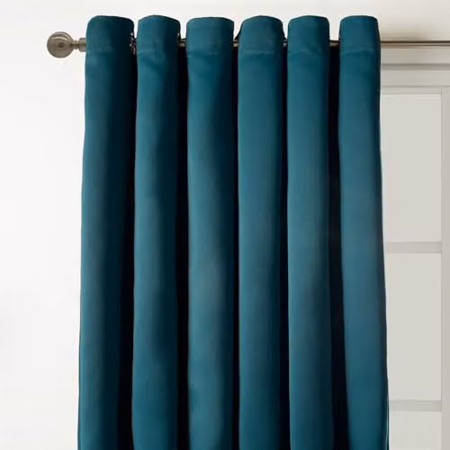OHS Pair of Thermal Blackout Eyelet Curtains in Petrol Green, W: 167 cm, H: 228 cm – 2