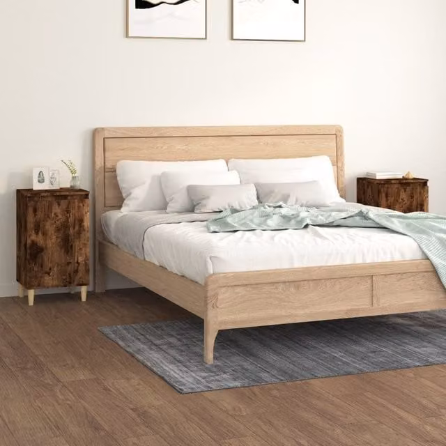 Berkfield Home Set of 2 Bedside Cabinets in Smoked Oak Brown, W/D/H: 40 x 35 x 70 cm – 1