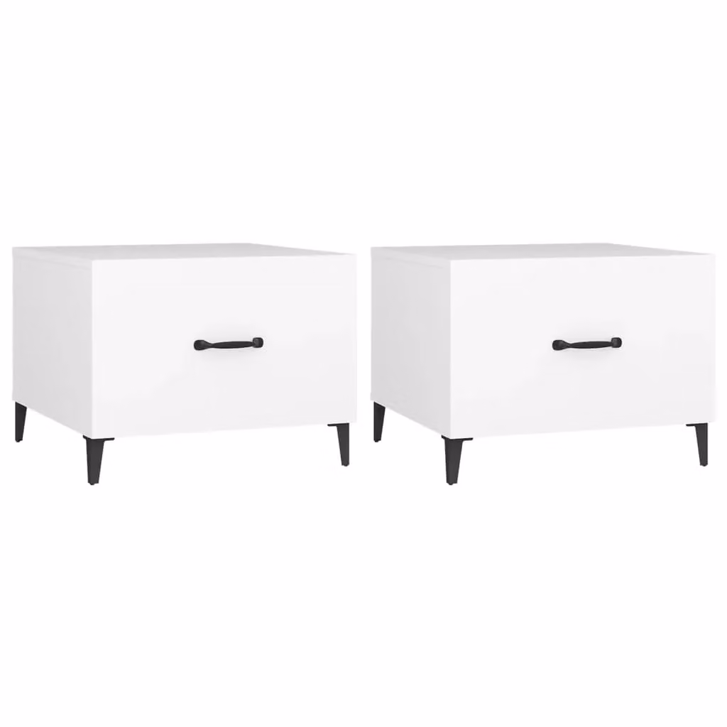 Berkfield Home Set of 2 White Square Coffee Tables with Metal Legs, W/D/H: 50 x 50 x 40 cm – 1