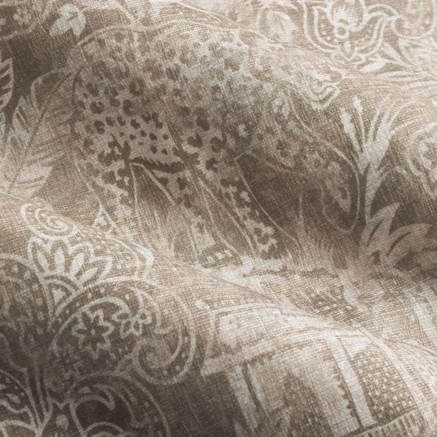 Wylder Tropics Bengal Chenille and Linen Eyelet Curtains in Beige, Width: 117 cm, Drop: 137 cm – 4