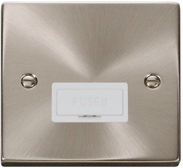 SE HOME Satin Brushed Chrome 13A Fused Connection Unit White Surface Mount Plate