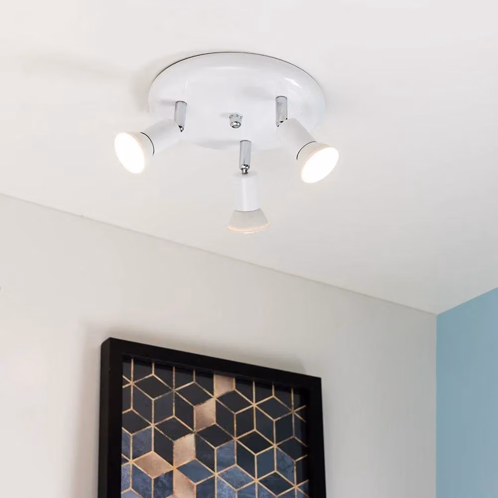 MiniSun Modern 3 Way GU10 Ceiling Spotlight in Gloss White and Chrome – 2